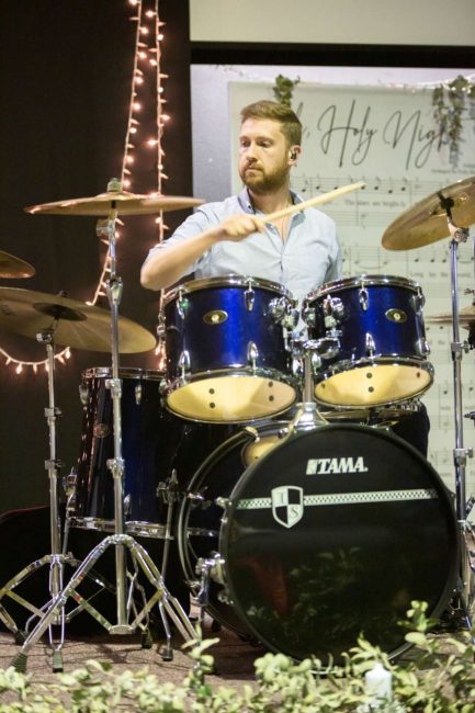 Christiaan Swanepoel Playing Drums at his 2021 Music Concert
